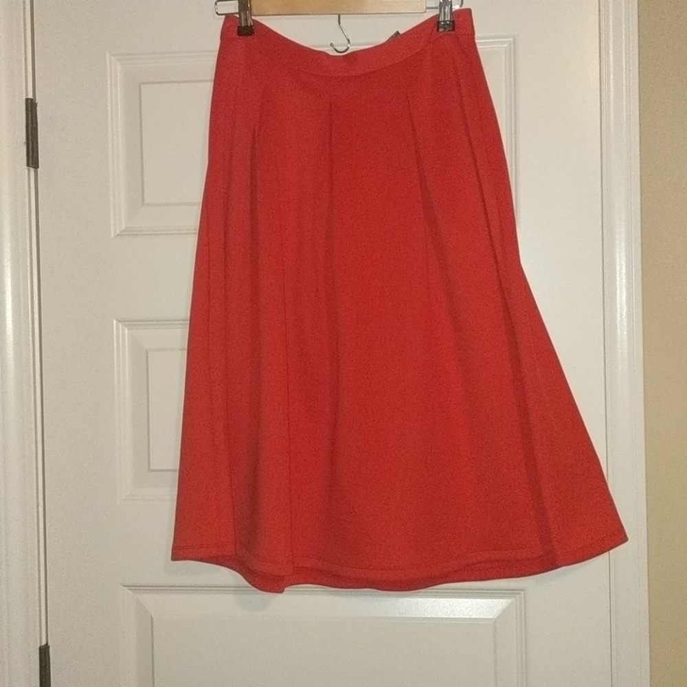 Red knee length skirt